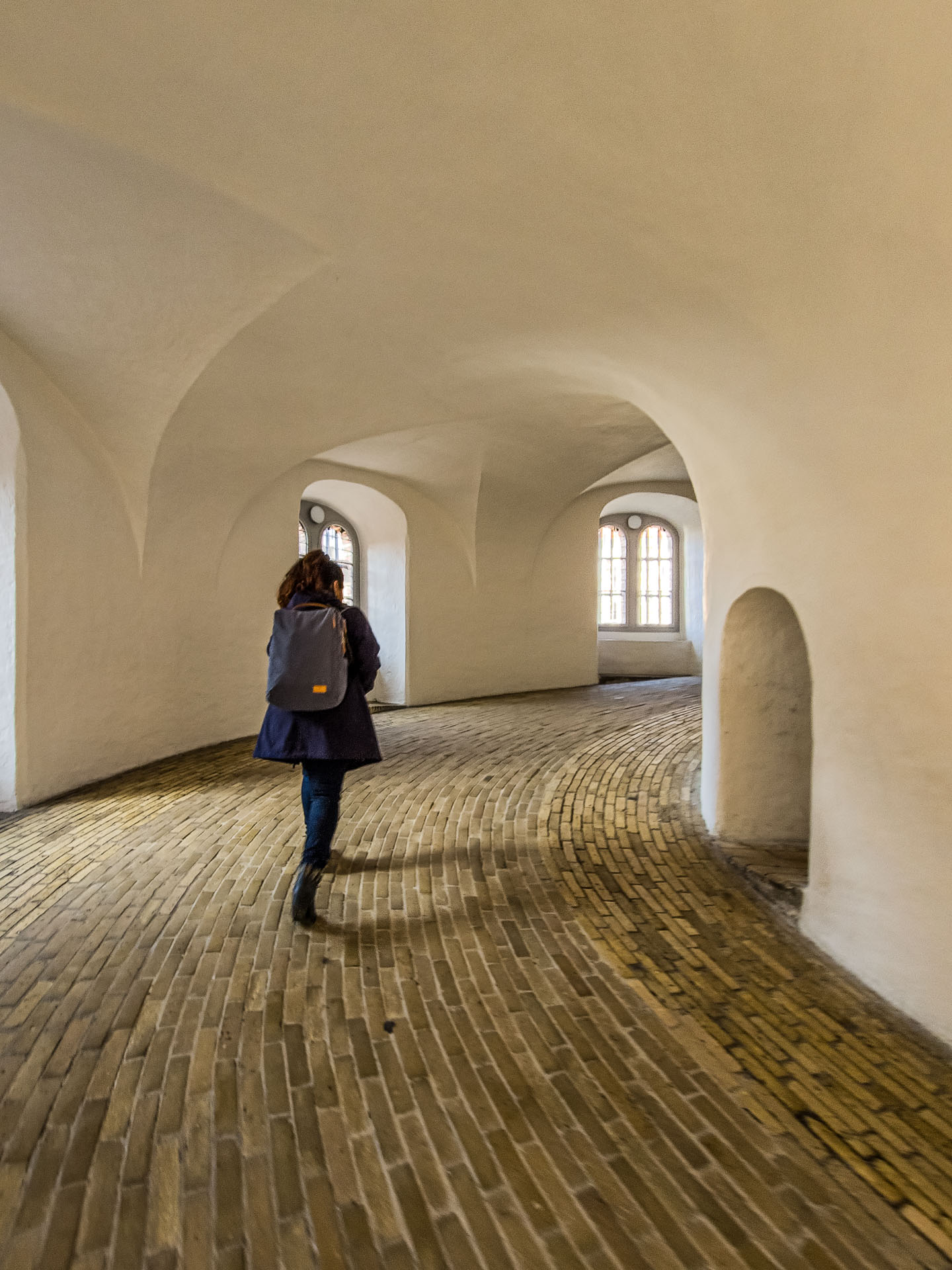 Walking up the slope the Round Tower Copenhagen